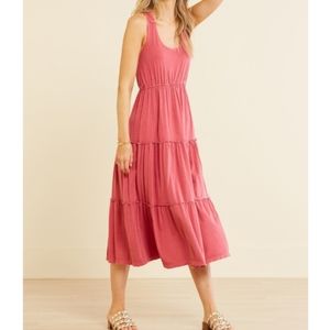 NWT Anthropologie Sundry Pink Tiered Maxi Tank Dress
